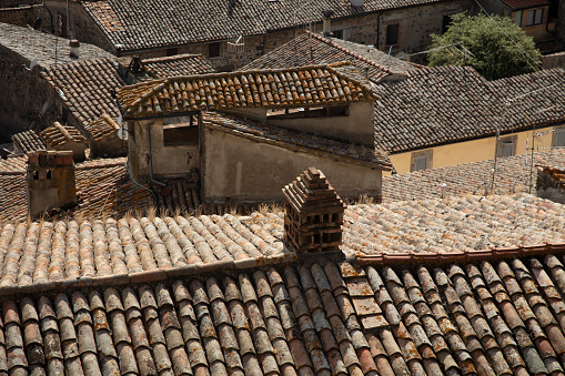 Old roofs in the medieval Italian town of Bolsena, Italy