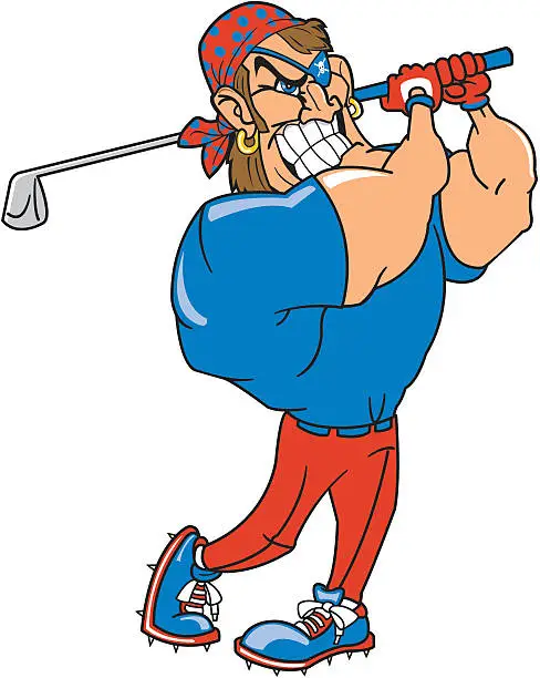 Vector illustration of Pirate Golfing