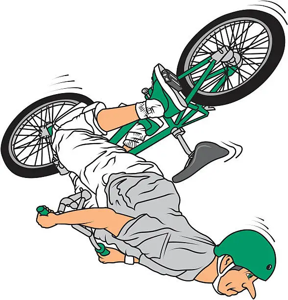 Vector illustration of Man Jumping with Bicycle
