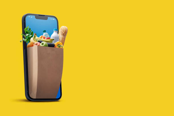 Online grocery shopping app on smartphone