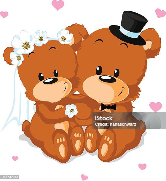 Urso Casamento - Arte vetorial de stock e mais imagens de Casamento - Casamento, Urso, Amor