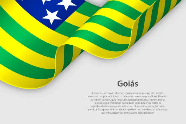 Vector illustration of 3d ribbon with flag Goias. Brazilian state. isolated on white background