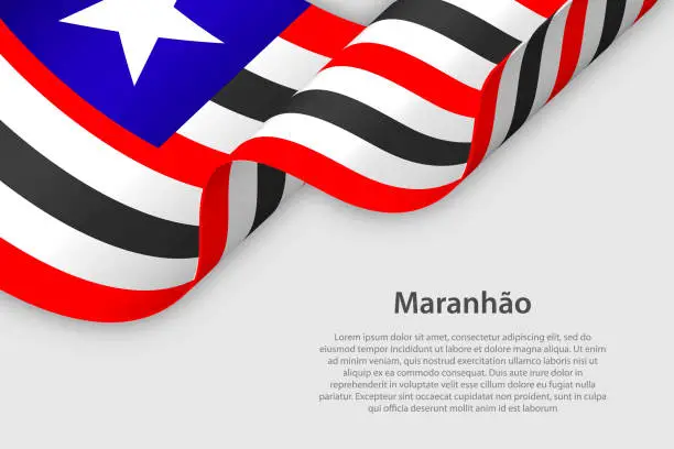 Vector illustration of 3d ribbon with flag Maranhao. Brazilian state. isolated on white background
