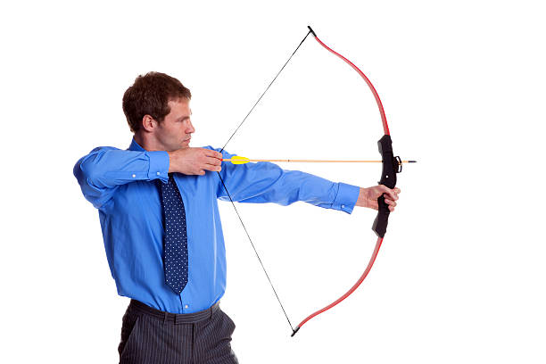 istock Businessman bow and arrow side view 166732682