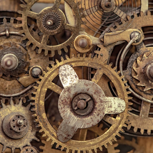istock Old clock mechanism, close-up photo 1667327968