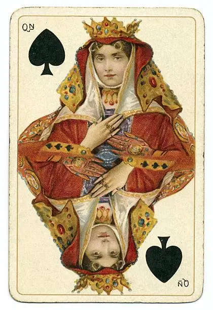 Photo of Queen of Spades Dondorf Shakespeare antique playing card