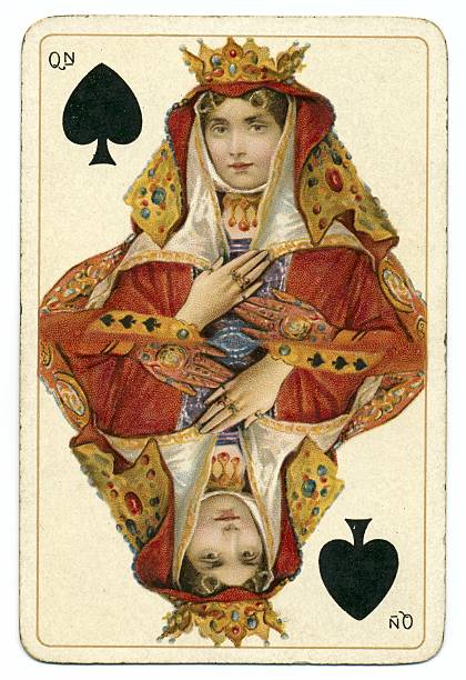 queen of spades dondorf shakespeare antique playing card - 卡 插圖 個照片及圖片檔