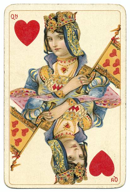 queen of hearts rare dondorf shakespeare antique playing card - 卡 插圖 個照片及圖片檔