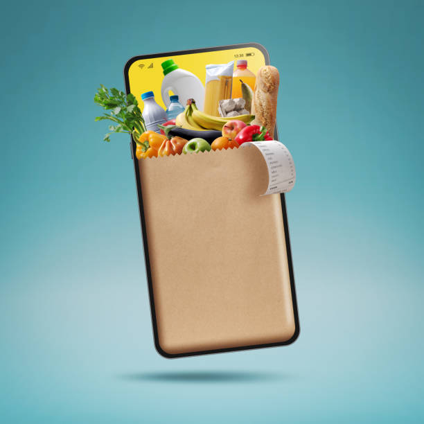 istock Online grocery shopping app on smartphone 1667385633