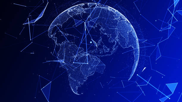 istock Global network connection. World map point and line composition concept of global business. Vector Illustration 1667387814