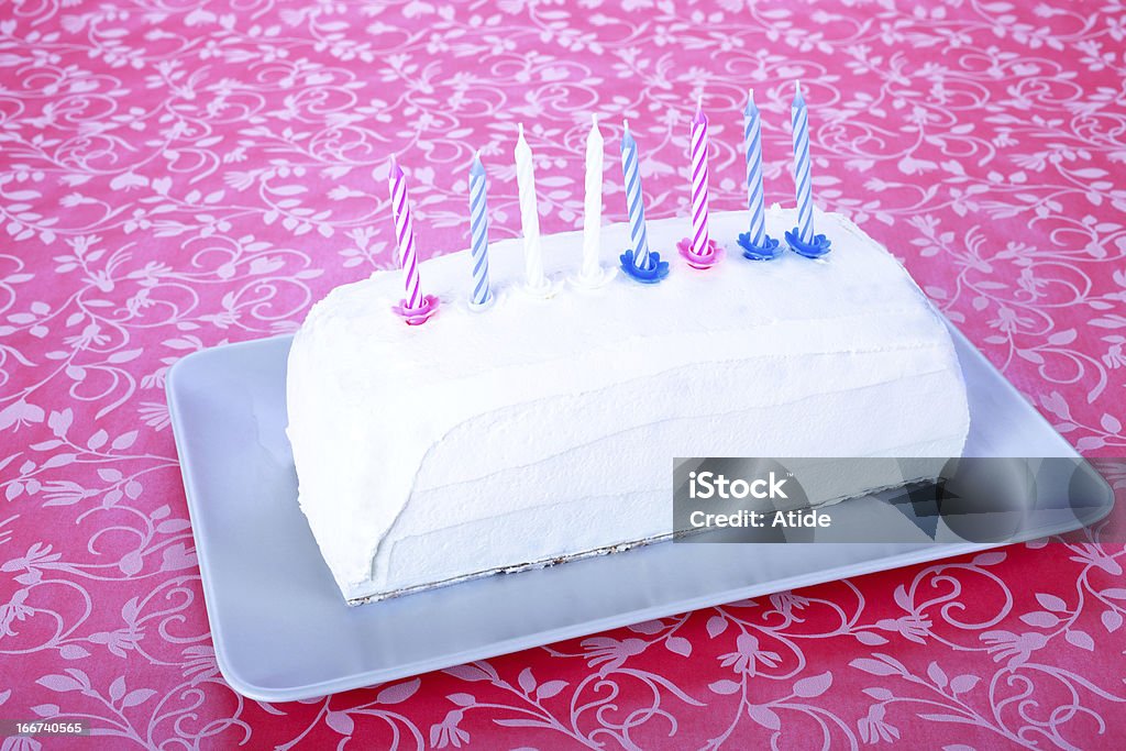 birthday cake Birthday cake with eight candles Anniversary Stock Photo