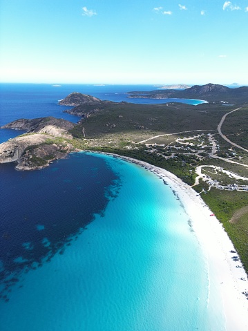 An aerial view of Lucky Bay, located in Esperance, Australia