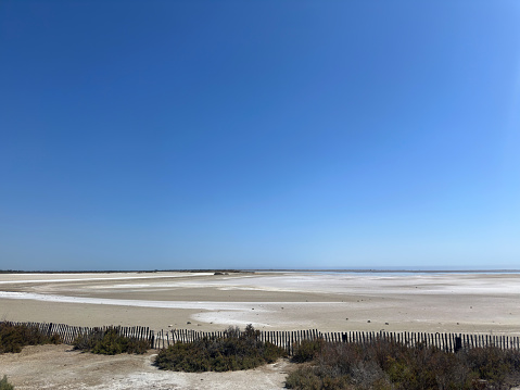 View of the sea and the beach in the Camargue