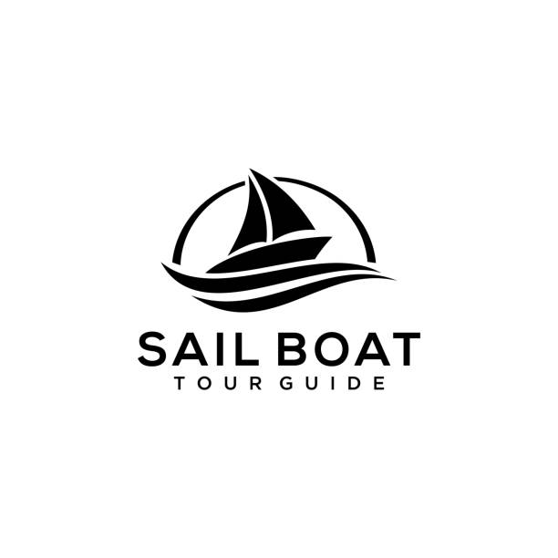 Simple modern Sailboat dhow ship line art logo design Simple modern Sailboat dhow ship line art logo design dhow stock illustrations
