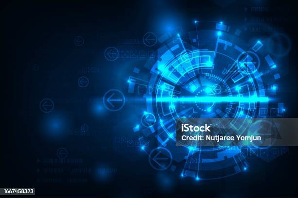 Vector Tech Circle With Symbol Arrows Abstract Futuristic Technology ...