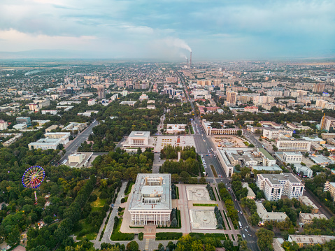 Aerial view of Bishkek city's Ala-Too central square