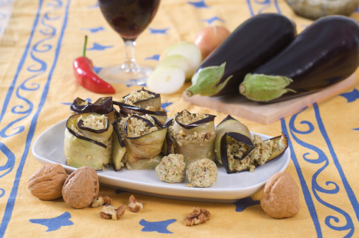 Georgian national cuisine, make eggplant rolls