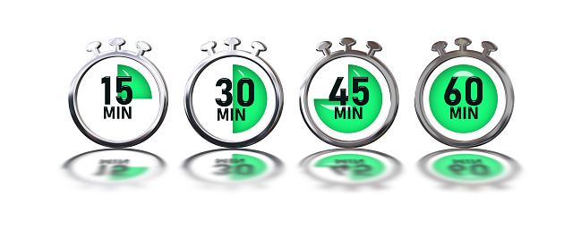 Timer icon set. Stopwatch green