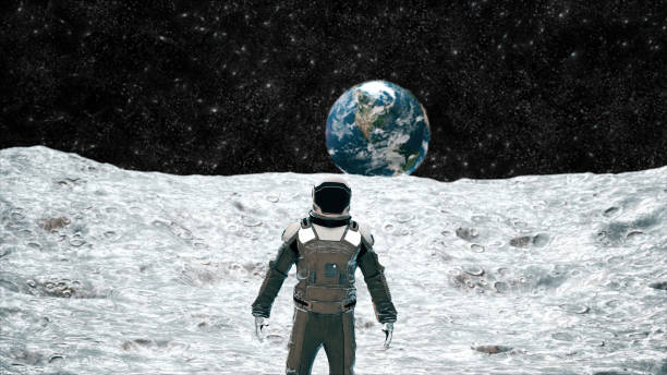 istock Astronaut on the moon with earth behind 1667561837