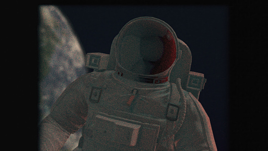 Astronaut in spacesuit showing thumbs up, cosmonaut floating in space, close up view, 3D rendering