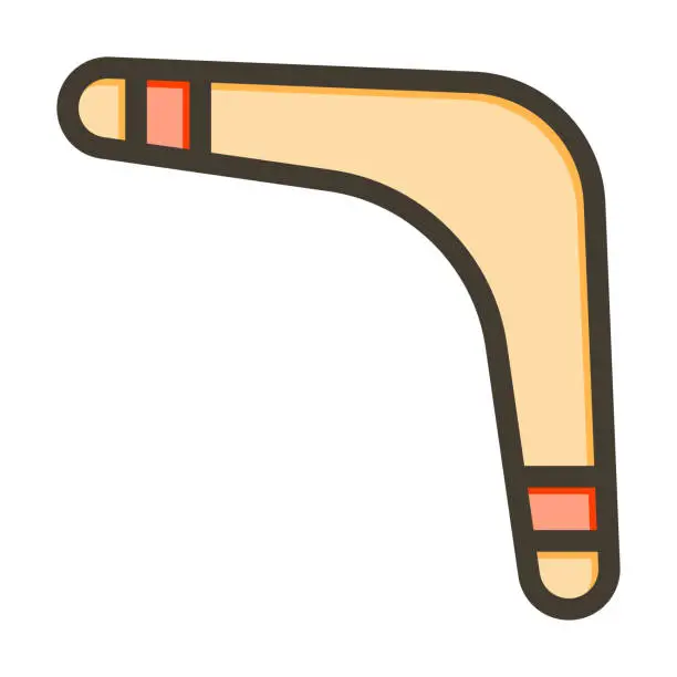 Vector illustration of Boomerang Vector Thick Line Filled Colors Icon For Personal And Commercial Use.