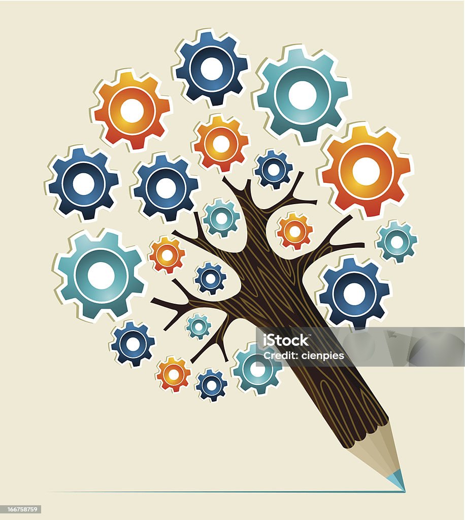 Machine Tree Drawing Working Machine Tree Stock Illustration - Download Image Now - Art, Art ...