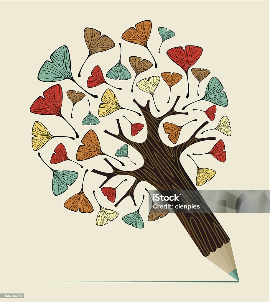 Ginkgo pencil tree Ginkgo concept pencil tree. Community stock vector