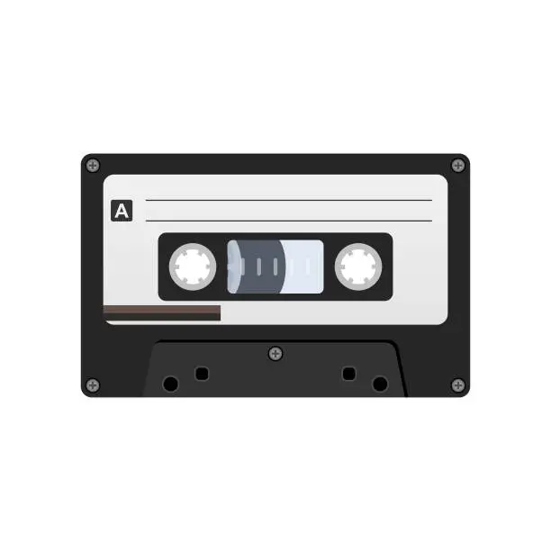 Vector illustration of Audio Cassette Vector Design on White Background.