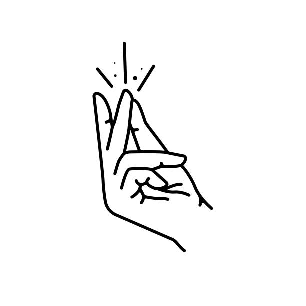 ilustrações de stock, clip art, desenhos animados e ícones de finger snapping icon. - human thumb click human hand communication