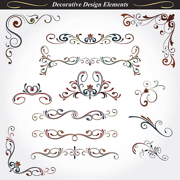 Collection of decorative design elements 4 vector art illustration