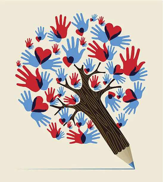 Vector illustration of Heart care concept tree