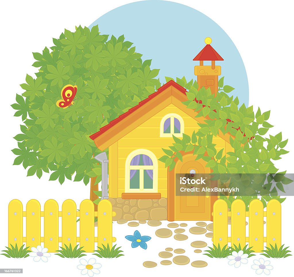 Maison de Village - clipart vectoriel de Arbre libre de droits