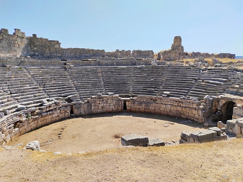 Roman coliseum on a sunny afternoon.