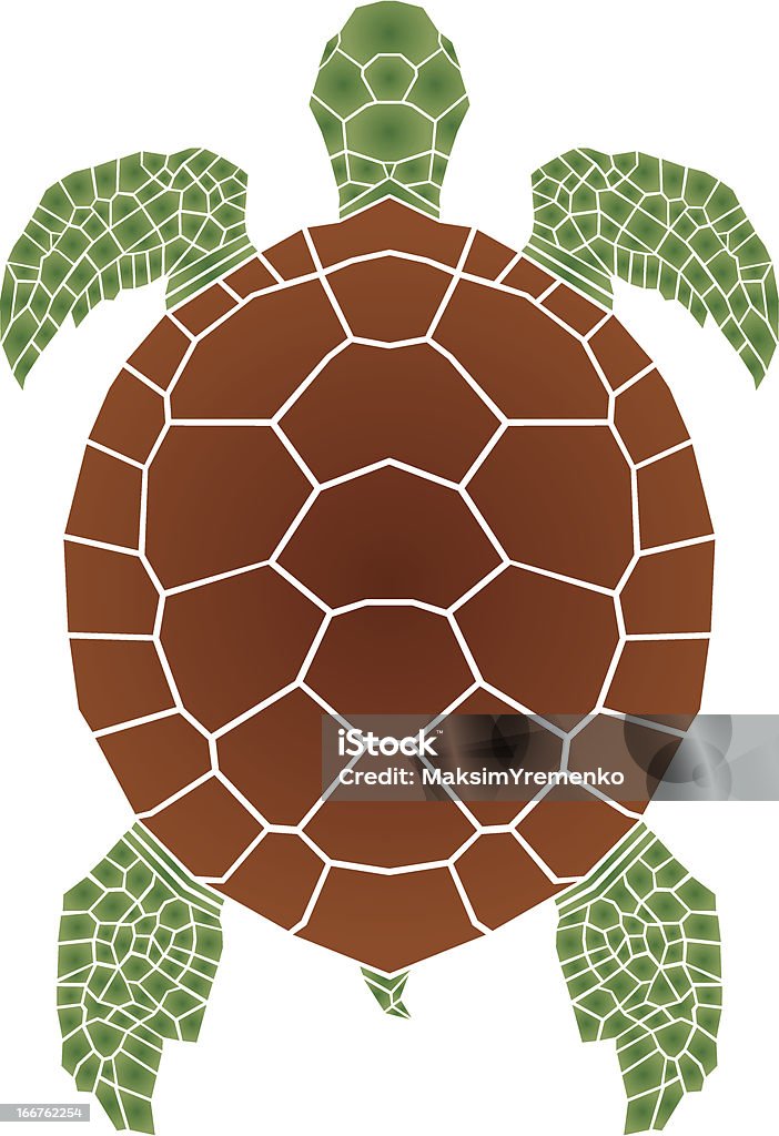 Mosaic illustration of a brown and green sea turtle on white Sea turtle on blue background, illustration. Sea Turtle stock vector