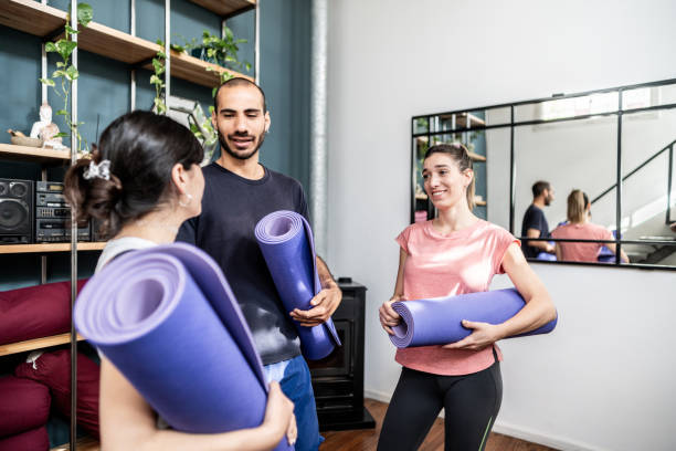 istock Friends talking at yoga studio 1667625892