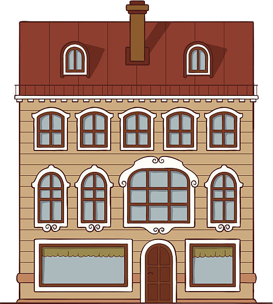 Bекторная иллюстрация Оранжевый Дом с красной крышей