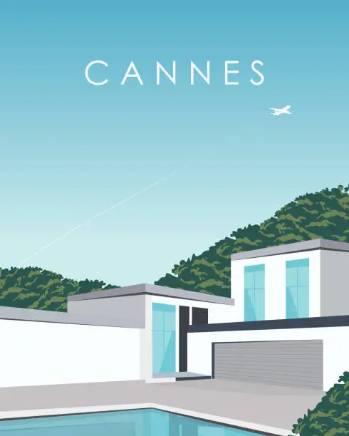 Vector illustration of Cannes travel poster