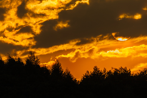 Suns rays through storm clouds , Appalachian mountains  