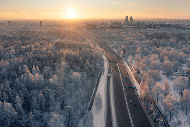 istock Highway towards central Stockholm on a winter morning 1667662090