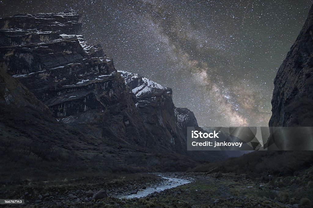 Via Láctea acima dos Himalaias - Royalty-free Acampamento base Foto de stock