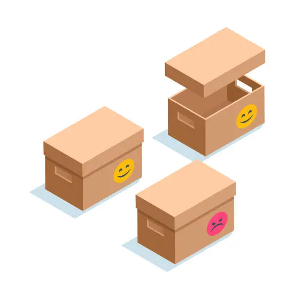 Vector illustration of box with a smiley