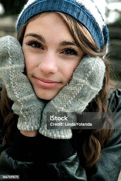 Teen Girl In Winter Woollies Stock Photo - Download Image Now - 14-15 Years, Adolescence, Autumn