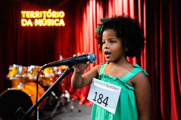 Girl singing in a music contest
