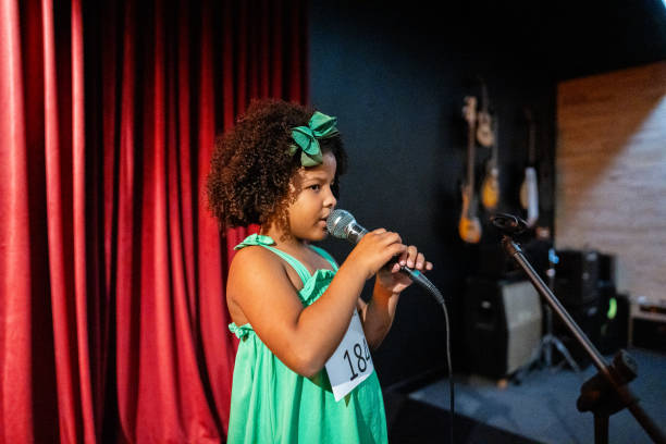 Girl singing in a music contest