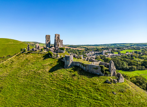 Mediaeval Corfe Ruins on the Isle of Purbeck, Dorset
