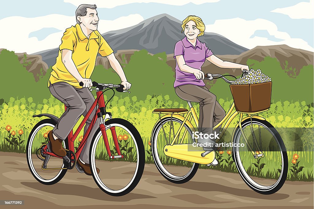 Altes Paar Radfahren - Lizenzfrei Aktiver Lebensstil Vektorgrafik
