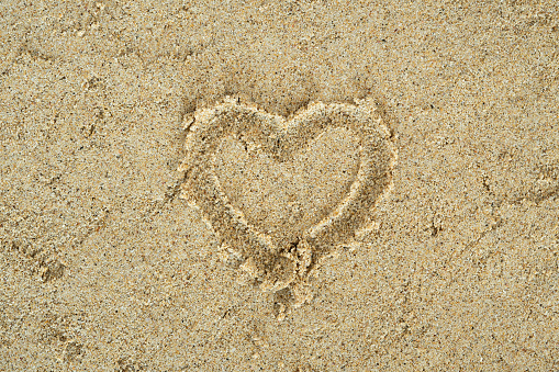 heart drawn on the sand
