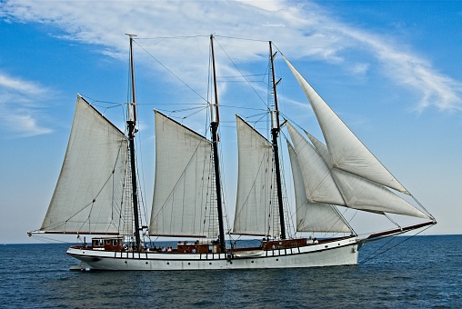 Sailing ship on the Baltic Sea in Warnemünde, Germany.