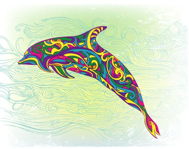 Vector illustration of dolphin medicine