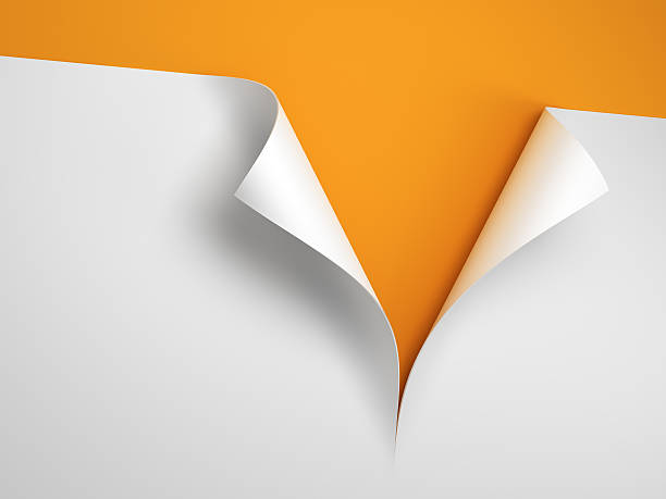 istock Sheet of paper cut with curled corner on orange background 166776216